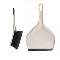 Natural Elements Eco-Friendly Dustpan and Brush, Recycled Plastic with Soft Straw Bristles - Grey