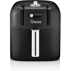 Swan Retro Air Fryer, Black, Low Fat Healthy Frying, 80% Less Fat, Rapid Air Circulation, 6 Litres