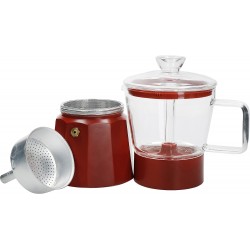 La Cafetière Verona Glass Espresso Maker-6-Cup, Red
