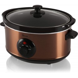 Swan 3.5 Litre Oval Copper Slow Cooker, 3 Cooking Settings, 200 Watts