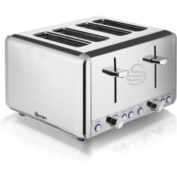 Swan Polished Stainless Steel 6 Settings 4 Slice Toaster With Crumb Tray