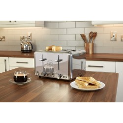 Swan Polished Stainless Steel 6 Settings 4 Slice Toaster With Crumb Tray