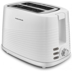 Morphy Richards Dune 2 Slice Toaster Defrost and Re - Heat Settings, Plastic, White