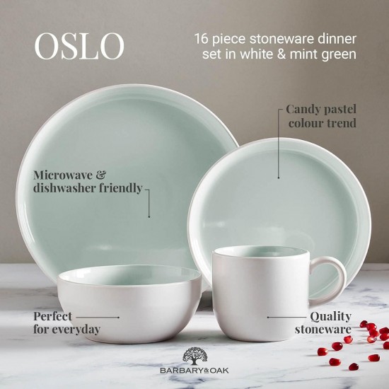 Shop quality Tower Barbary & Oak Oslo 16 Piece Dinnerware Set, Stoneware, White and Peppermint Green in Kenya from vituzote.com Shop in-store or online and get countrywide delivery!