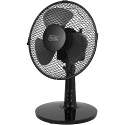 Black and Decker 9 Inch Desk Fan with 2 Speeds, Rotary Oscillation, 20W, Black
