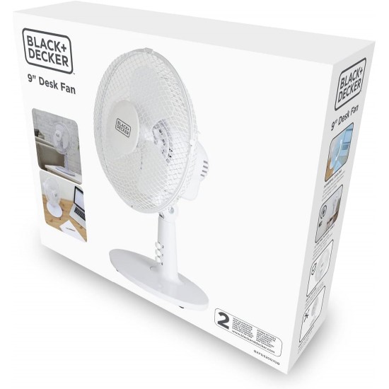 Shop quality Black and Decker 9 Inch Desk Fan with 2 Speeds, Rotary Oscillation, 20W, White in Kenya from vituzote.com Shop in-store or online and get countrywide delivery!