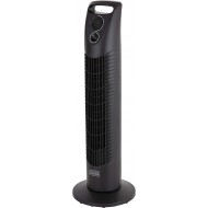 Black and Decker Tower Fan, 3 Speed Settings with 80 Degree Oscillation and Safety Features, 30 Inch, Black