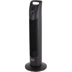 Black and Decker Tower Fan, 3 Speed Settings with 80 Degree Oscillation and Safety Features, 30 Inch, Black
