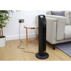Black and Decker Tower Fan, 3 Speed Settings with 80 Degree Oscillation and Safety Features, 30 Inch, Black