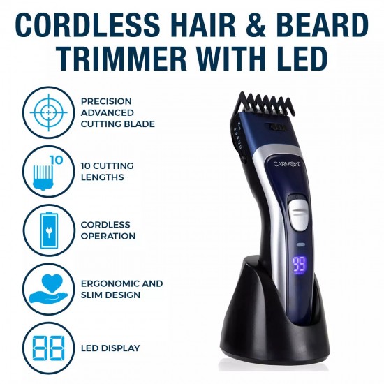 Shop quality Carmen Mens Signature Cordless Hair and Beard Trimmer with LED Display, Midnight Blue in Kenya from vituzote.com Shop in-store or online and get countrywide delivery!