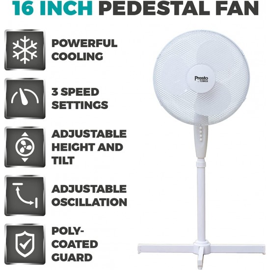 Shop quality Presto by Tower Pedestal Fan with 3 Speeds, Adjustable Height, Oscillation, 16”, 40W, White in Kenya from vituzote.com Shop in-store or online and get countrywide delivery!