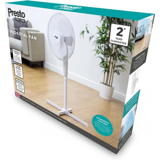Shop quality Presto by Tower Pedestal Fan with 3 Speeds, Adjustable Height, Oscillation, 16”, 40W, White in Kenya from vituzote.com Shop in-store or online and get countrywide delivery!