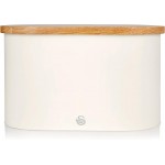 Swan Nordic Scandi Bread Bin with Bamboo Cutting Board Lid, Cotton White, Steel