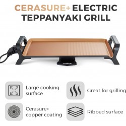 Tower Cerasure+ Electric Teppanyaki Grill with Non-Stick Plate, 1800W, Copper