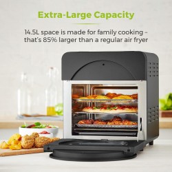 Tower Vortx XL 14.5 Litre  5-in-1 Digital Air Fryer Oven with Rotisserie, Black