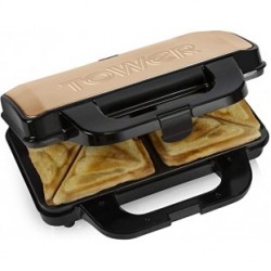 Tower Deep Filled Sandwich Maker with Non-Stick Coated Plate and Automatic Temperature Control, 900 Watts, Rose Gold
