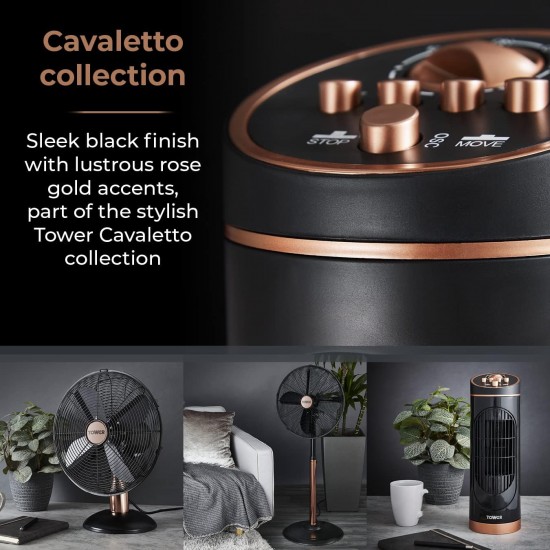 Tower Cavaletto Tower Fan with 2 Hour Timer, 3 Speeds, Automatic Oscillation, 29”, 45W, Black & Rose Gold, T629001 Shop quality Tower Cavaletto Tower Fan with 2 Hour Timer, 3 Speeds, Automatic Oscillation, 29”, 45W, Black & Rose Gold in Kenya from vituzote.com Shop in-store or online and get countrywide delivery!