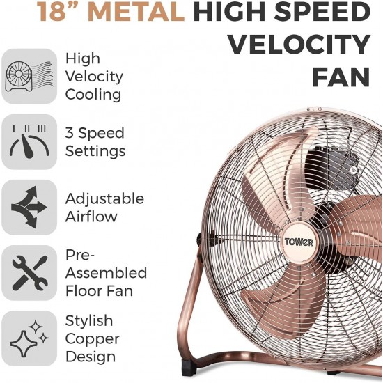 Shop quality Tower Metal High-Speed Velocity Floor Fan with Adjustable Tilt, 18”, 100W, Copper in Kenya from vituzote.com Shop in-store or online and get countrywide delivery!