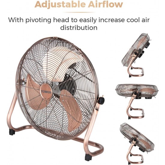Tower Metal High-Speed Velocity Floor Fan with Adjustable Tilt, 18”, 100W, Copper, T662000C Shop quality Tower Metal High-Speed Velocity Floor Fan with Adjustable Tilt, 18”, 100W, Copper in Kenya from vituzote.com Shop in-store or online and get countrywide delivery!