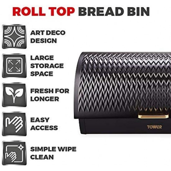 Tower Empire Roll Top Bread Bin, Stainless Steel, Black and Brass, One Size, T826090BLK Shop quality Tower Empire Roll Top Bread Bin, Stainless Steel, Black and Brass, One Size in Kenya from vituzote.com Shop in-store or online and get countrywide delivery!