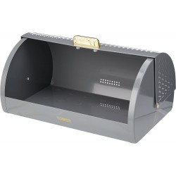 Tower Empire Roll Top Bread Bin, Stainless Steel, Grey and Brass, One Size