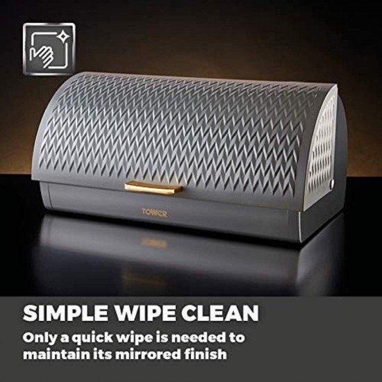 Tower Empire Roll Top Bread Bin, Stainless Steel, Grey and Brass, One Size, T826090GRY Shop quality Tower Empire Roll Top Bread Bin, Stainless Steel, Grey and Brass, One Size in Kenya from vituzote.com Shop in-store or online and get countrywide delivery!