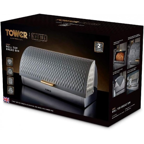 Tower Empire Roll Top Bread Bin, Stainless Steel, Grey and Brass, One Size, T826090GRY Shop quality Tower Empire Roll Top Bread Bin, Stainless Steel, Grey and Brass, One Size in Kenya from vituzote.com Shop in-store or online and get countrywide delivery!