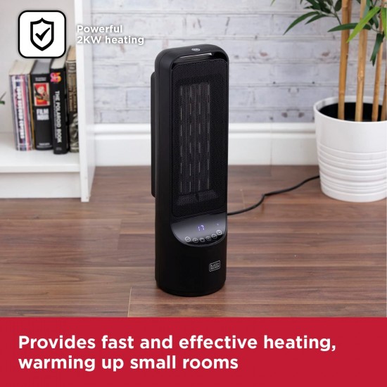 Black+Decker Digital Oscillating Ceramic Tower Heater, Remote Control and 12 hour timer, 2kW, Black, BXSH4400 Shop quality Black+Decker Digital Oscillating Ceramic Tower Heater, Remote Control and 12 hour timer, 2kW, Black in Kenya from vituzote.com Shop in-store or get countrywide delivery!