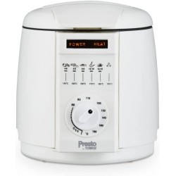 Presto By Tower One Person Deep Fat Fryer, Adjustable Thermostat 80-190°C, Power Indicator Light, , 350 g 1 Litre, White