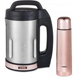 Tower Soup Maker with Intelligent Control System and Stainless Steel Jug and Blade + 500ml Bottle 1000W 1.6L Rose Gold
