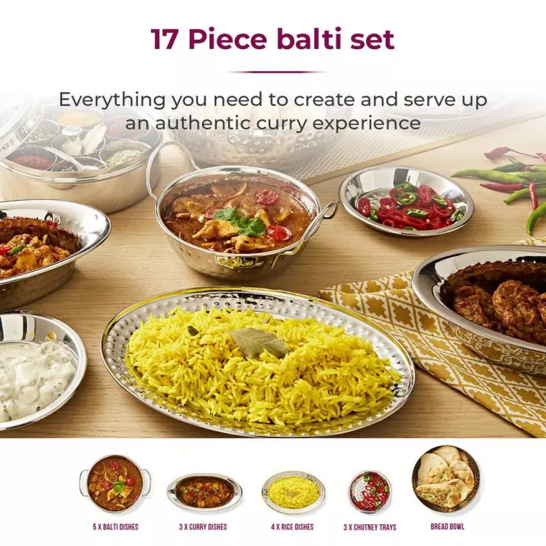 Serving dishes Tower 17 piece Balti Serving Set by
