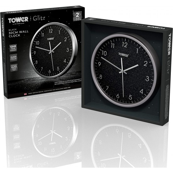 Tower Glitz Wall Clock, Glass Front, Battery Operated, Noir, 30 cm, TGCLOCK Shop quality Tower Glitz Wall Clock, Glass Front, Battery Operated, Noir, 30 cm in Kenya from vituzote.com Shop in-store or get countrywide delivery!