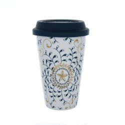 Candlelight Double Walled Travel Mug with Gold Spots