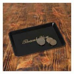 Neville Genware Tip Tray Thank You- 4.1/2"X6.1/2" Black