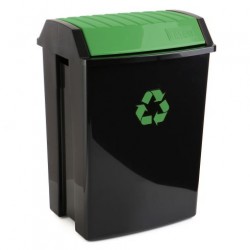 Tatay Recycling Bin, Swing Lid, BPA Free, Solar Protection, 50 Liter Capacity, Green