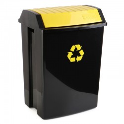 Tatay Recycling Bin, Swing Lid, BPA Free, Solar Protection, 50 Liter Capacity, Yellow