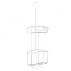 Tatay White Stainless Steel Hanging Shower Caddy with Basket 2 Hoops