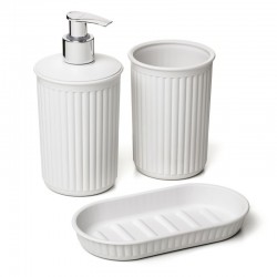 Tatay Baobab - 3 Piece Bathroom Set, White (Toothbrush holder, Soap Dispenser And Soap Dish)