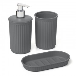 Tatay Set Baobab 3 - Piece Set, Anthracite Grey (Toothbrush holder, Soap Dispenser And Soap Dish)