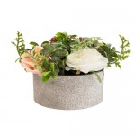 Candlelight Rose in Round Paper Mache Pot 