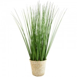Candlelight Faux Tall Grass in Rattan Basket, 49cm