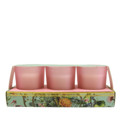 Candlelight Chinoiserie Set of 3 Wax Filled Candle Pots Oriental Lily Scent, 50g 