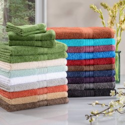 Eco-Friendly 100 % Ringspun Cotton Face Towel Set - Graphite, 12 Pieces (33cm x 33cm)