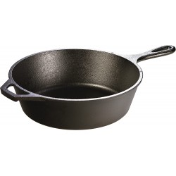 Lodge 3-Liter Pre Seasoned Cast Iron Deep Skillet, Black, 10.25 inches