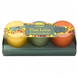 Candlelight Thai Lotus Set of 3 Mini Votives Candles in Gift Box Thai Flower Market Scent