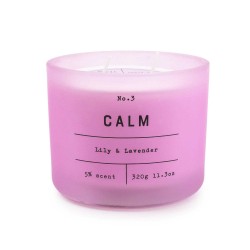 Candlelight Frosted Glass 'Calm' Two Wick Candle Lily & Lavender Scent 