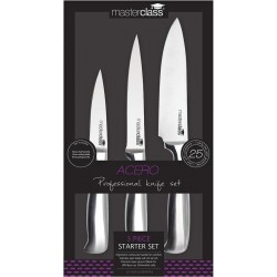 Master Class 3 Piece Stainless Carbon Steel Knife Set ( Chef + Utlity + Paring Knives)