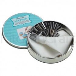 Kitchen Craft 17-Piece Icing Tin Set ( 14 icing nozzles, 1 icing bag, 1 coupler + Storage Set)