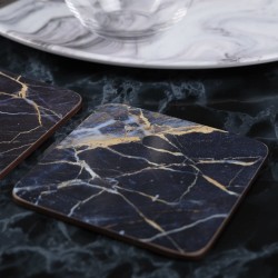 Creative Tops 'Navy Marble' Premium Printed Drinks Coasters with Cork Back,  Navy Blue (Set of 6)