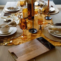 Artesa Rectangular Serving Board with Tortoise Shell Resin Edge